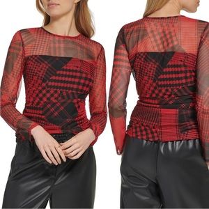 DKNY
Print Mesh Long Sleeve Top
